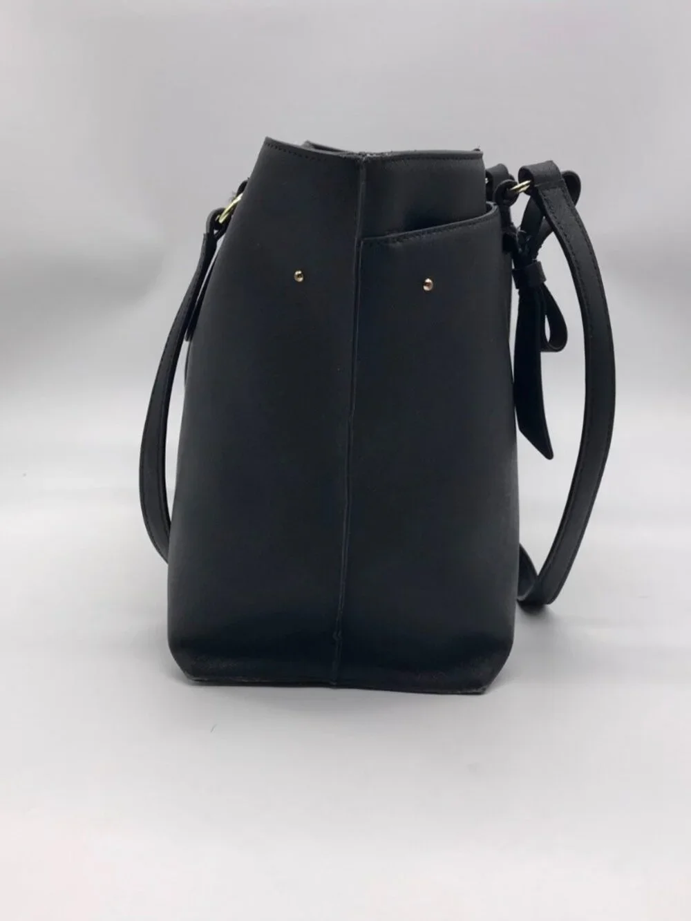 Karl Lagerfeld Black Leather Flurete Tote Bag_4